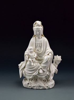 德化陶瓷送子观音像家供观世音菩萨佛像居家神像供奉家用摆件