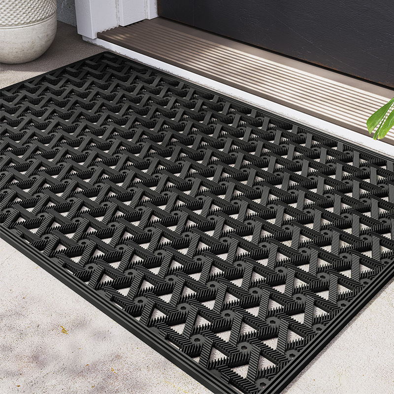 跨境户外TPE加厚脚垫镂空雨天疏水防滑垫子立体齿轮设计强效刮泥