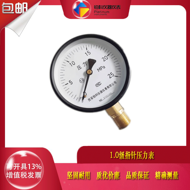 铂科西安1.0级压力表高精度