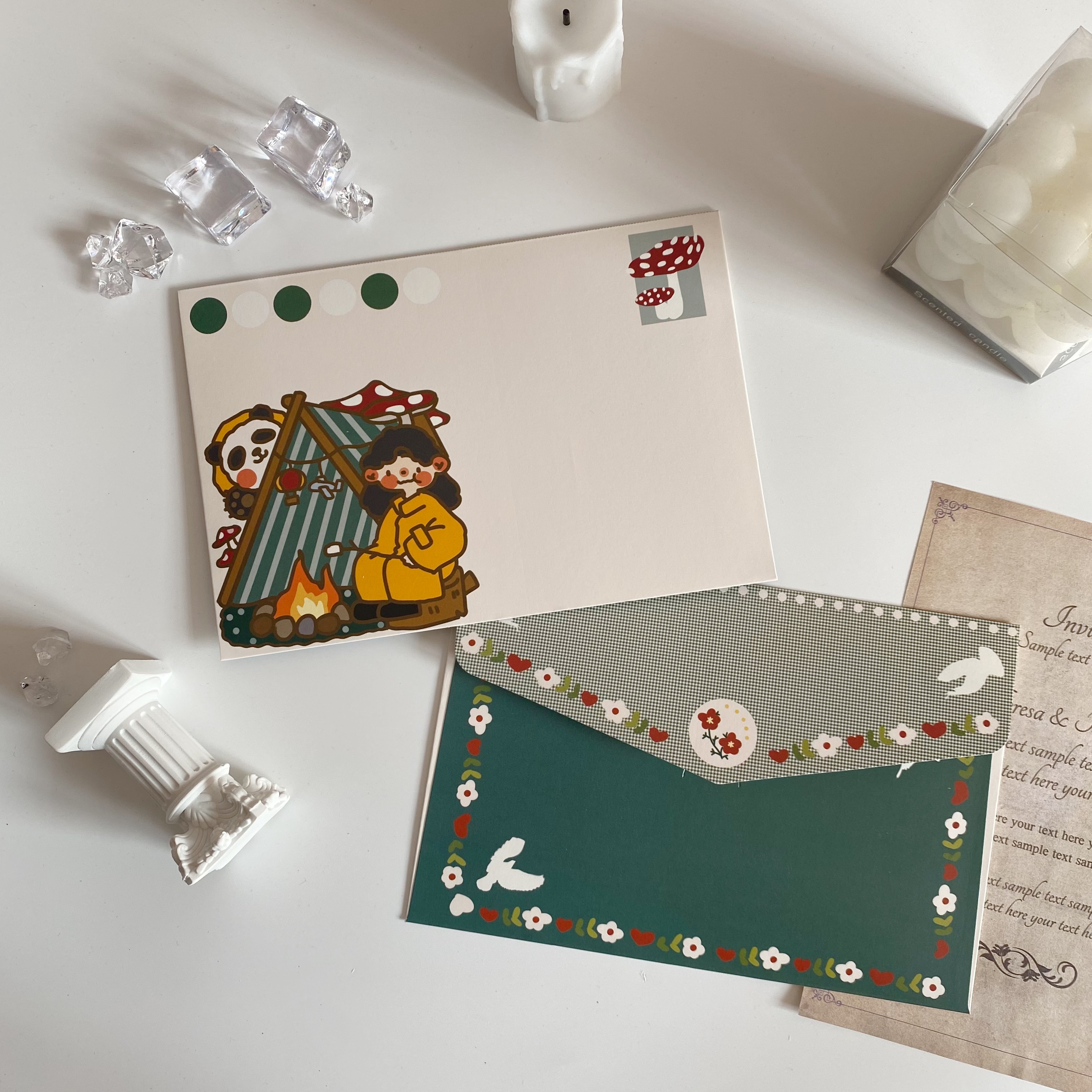 三月原创信封信纸套装可爱熊猫