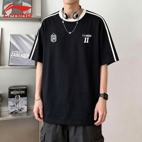 李宁短袖T恤男款青少年宽松百搭