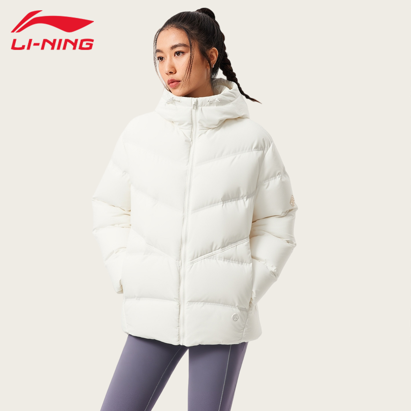 李宁2025新款防泼水羽绒服女