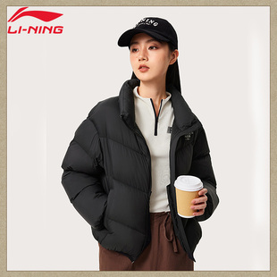 李宁羽绒服女款短款冬季新款时尚潮流鸭绒保暖连帽外套运动上衣女