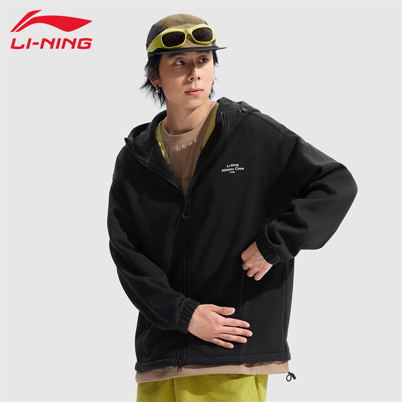 李宁健身跑步男款连帽保暖外套