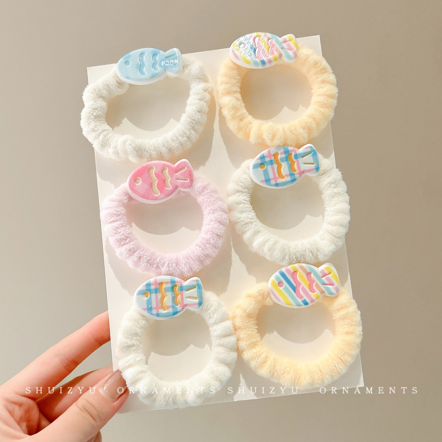 秋冬毛绒小鱼发绳女高弹力