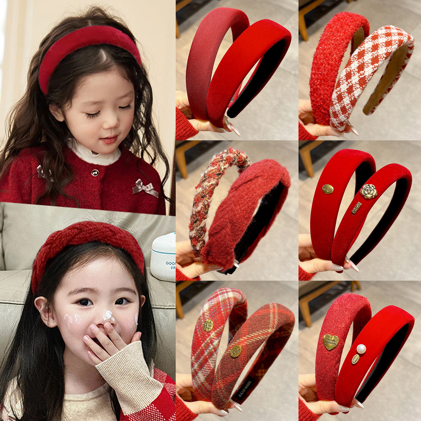 儿童新年红色发箍女2025新款