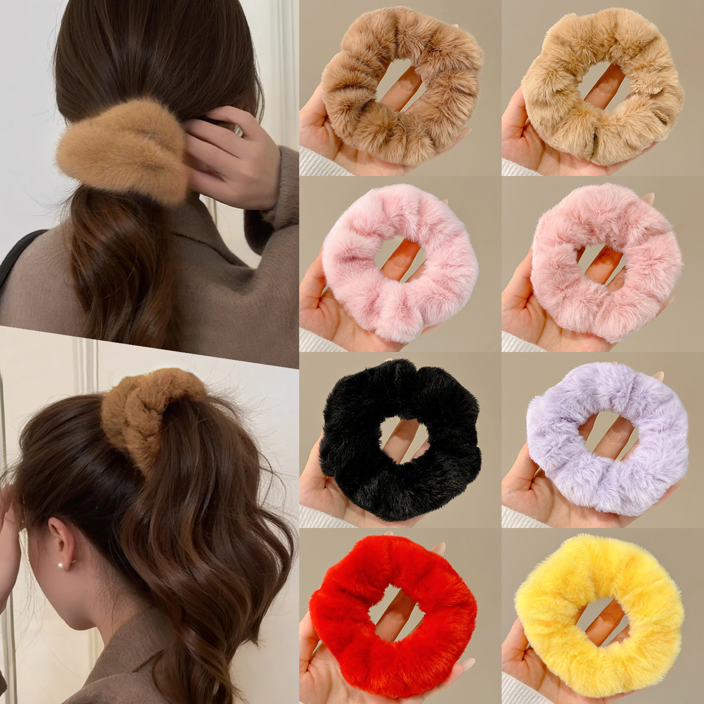 秋冬温柔毛绒大肠发圈女2025新款