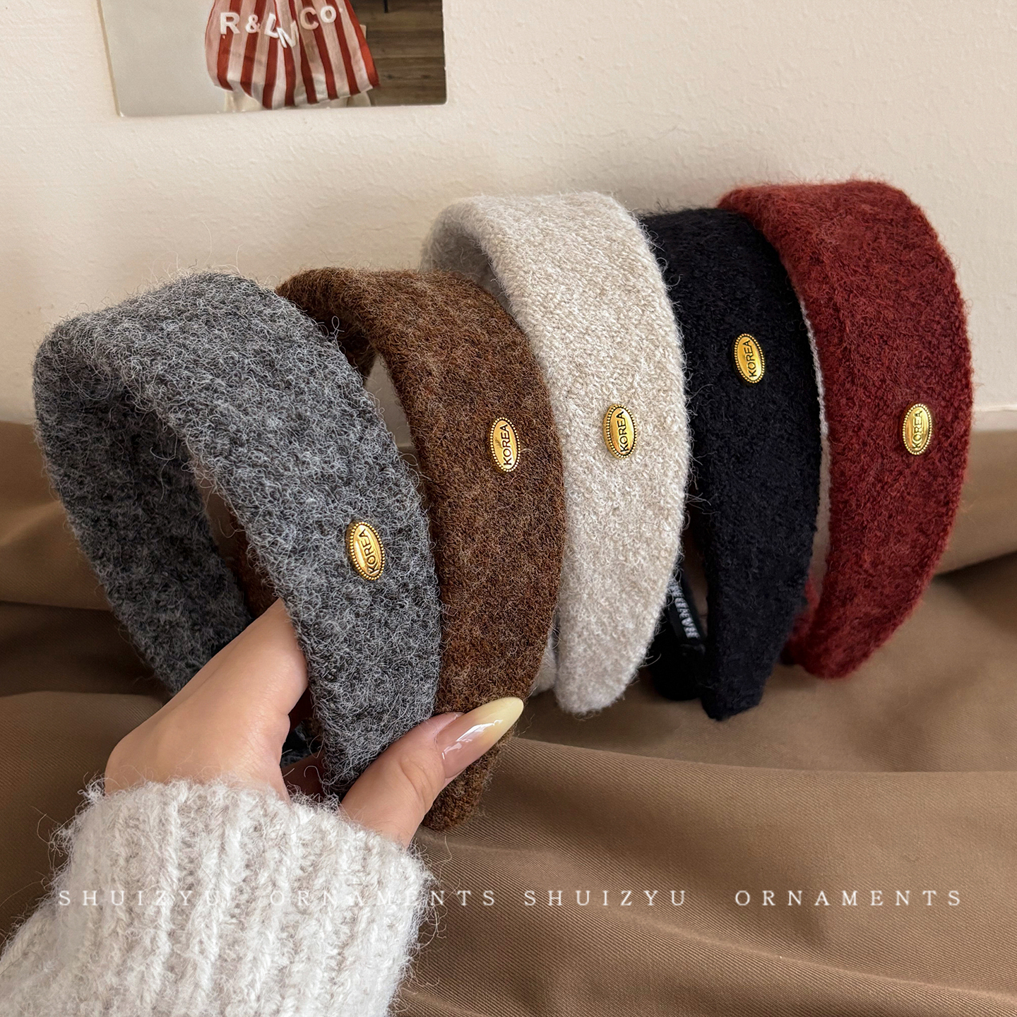 复古毛呢宽边发卡秋冬气质发箍