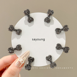 黑色迷你蝴蝶结发夹女2026新款高端侧边刘海夹子发卡鸭嘴夹子头饰