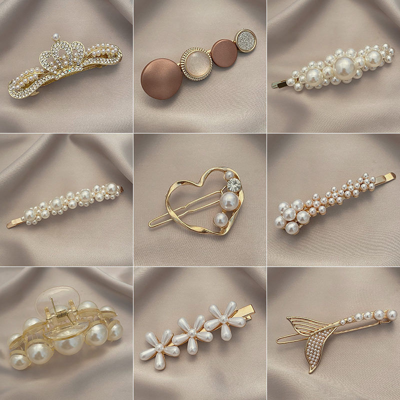 韩国珍珠发夹侧边一字儿童法式