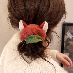 疯狂动物城朱迪尼克毛绒大肠发圈头绳女2025新款 发绳皮筋头饰发饰