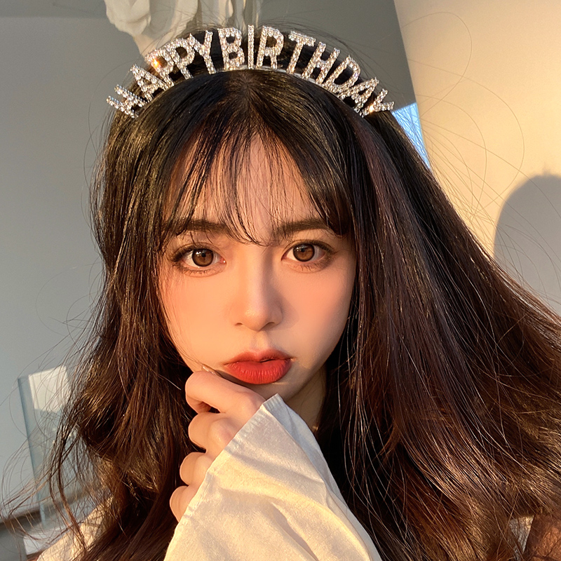 生日发箍女新年快乐HappyBirthday头箍字母闪钻皇冠头冠头饰发卡