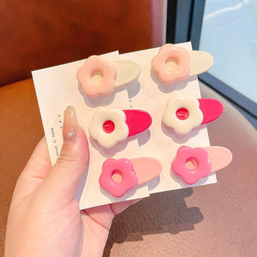 女儿童发卡粉色小花朵发夹