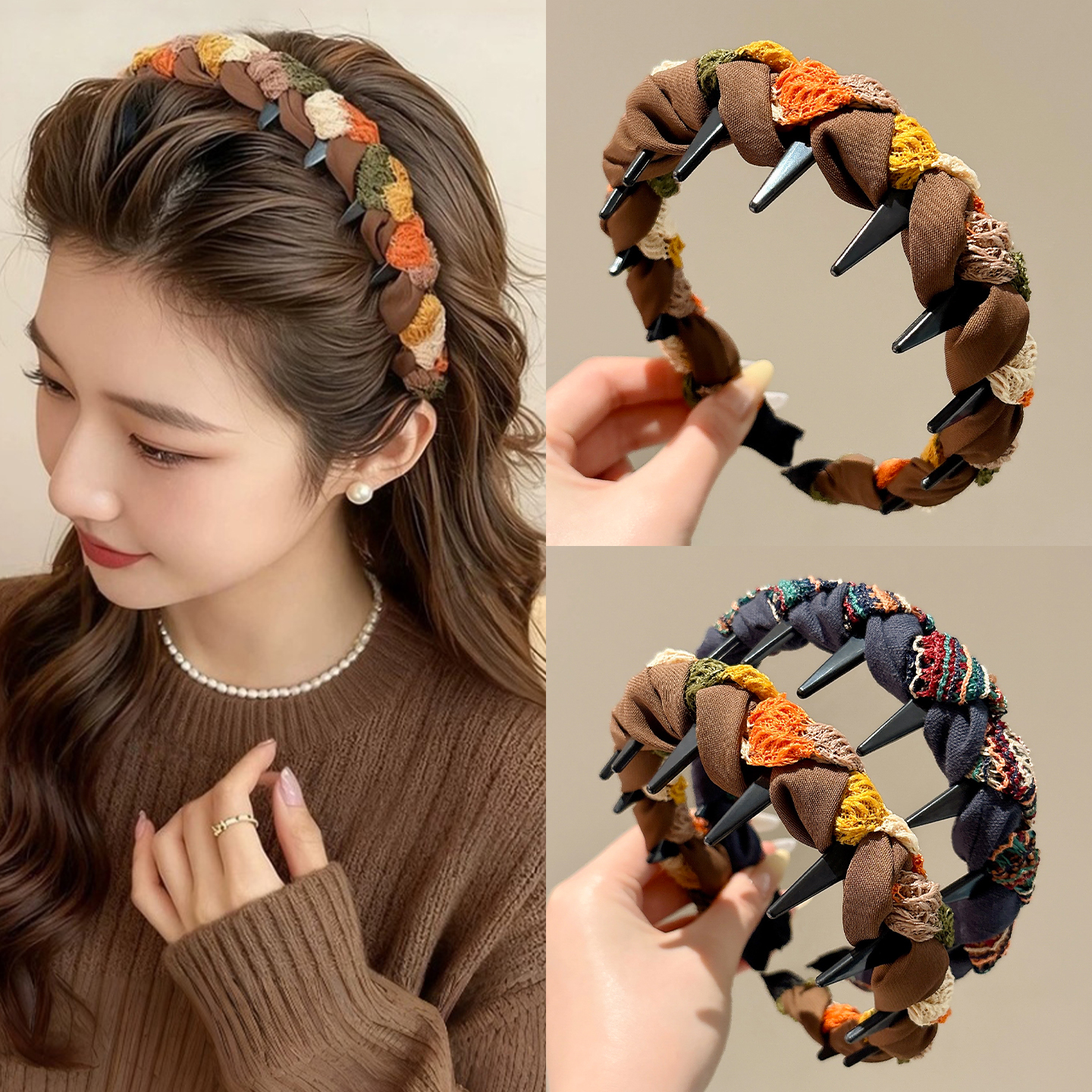 美拉德波浪发箍女款高颅顶