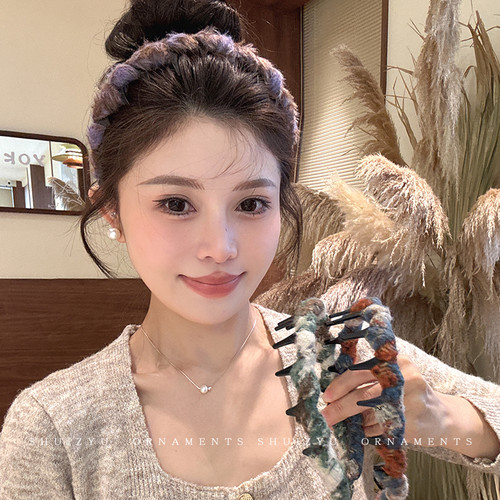秋冬彩色毛线发箍女高颅顶