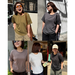 夏季 胖mm高品质短袖 T恤木子理想大码 女装 80支透气舒适200斤打底衫