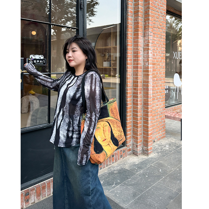 木子理想女装撞色大码网纱打底衫女胖妹妹舒适弹力内搭长袖T恤怎么看?