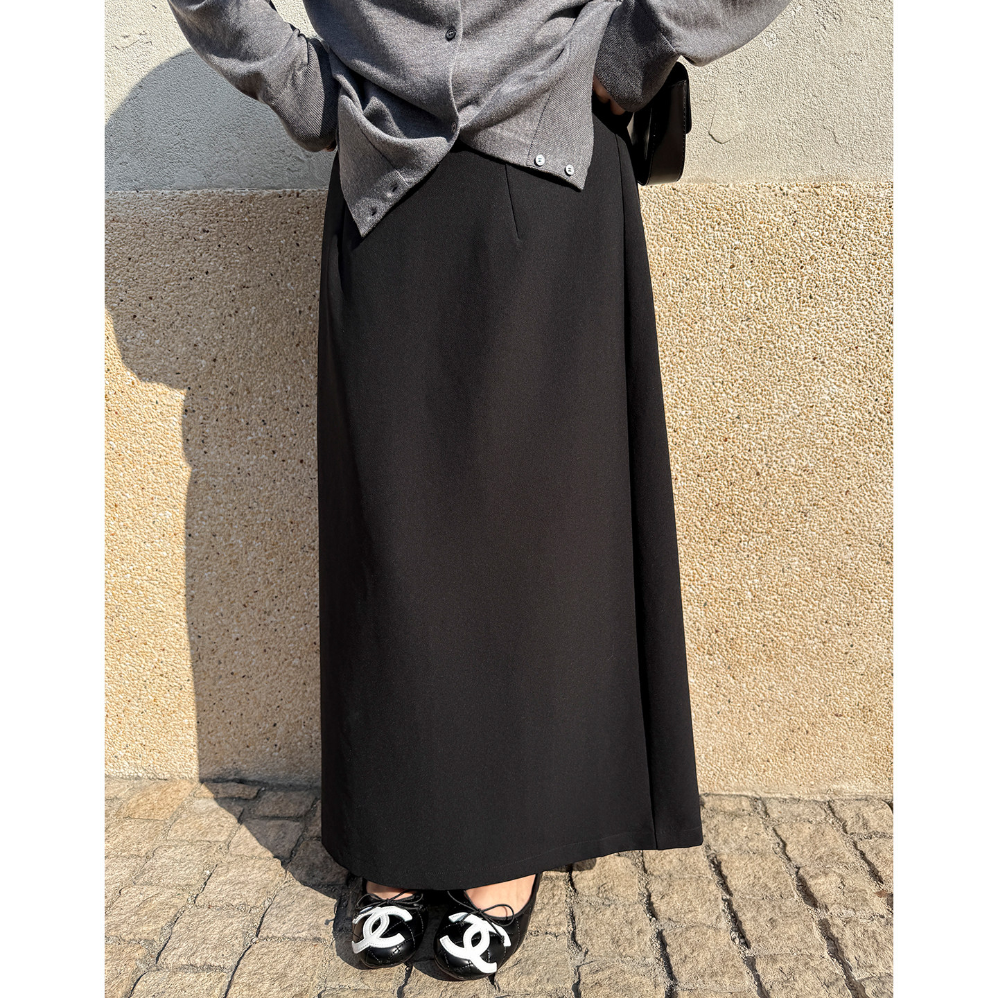 胖mm秋冬简约直筒半身裙木子理想大码女装后开叉藏肉显瘦品质半裙