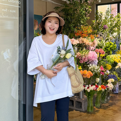 木子理想胖mm大码宽松廓形U领大T