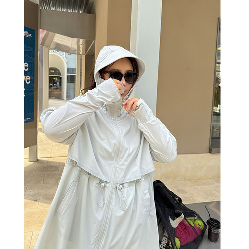 木子理想大码薄风衣防晒服UPF50+