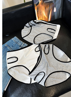 高JI简约黑白灰色系胖mm大码镂空性感弹力内裤140-200斤加肥加大