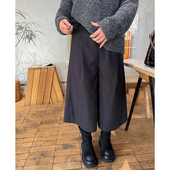 木子理想大码 女装 竖条纹A版 胖mm秋冬简约时髦八分阔腿裤 呢子裤