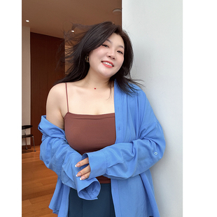 木子理想夏季 吊带背心胖mm韩系小姐姐简约弹性内搭 短款 百搭大码