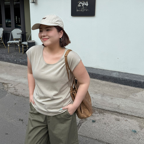 木子理想胖mm大码微包肩针织衫