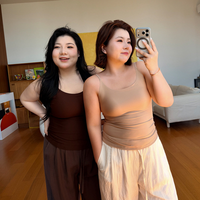 木子理想大码一体式免穿内衣吊带