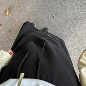 胖mm秋冬松弛显瘦半身裙木子理想大码 女装 水洗做旧松紧腰抽绳裙子