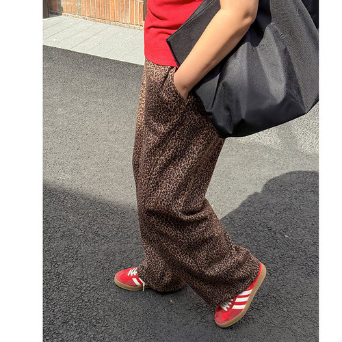 木子理想胖mm大码加绒豹纹卫裤