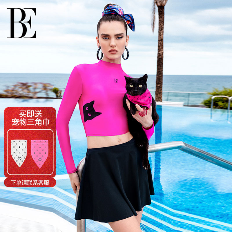 BE范德安小黑猫/喵星人系列2025新品女士分体长袖泳衣套装绝美