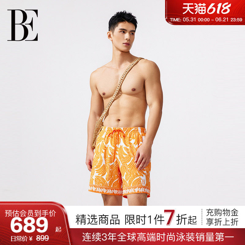 BE范德安男士系列2026 沙滩裤男士泳衣热带花型橘柚色香蕉图案