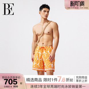 男士 沙滩裤 泳衣热带花型橘柚色香蕉图案 系列2026 BE范德安男士