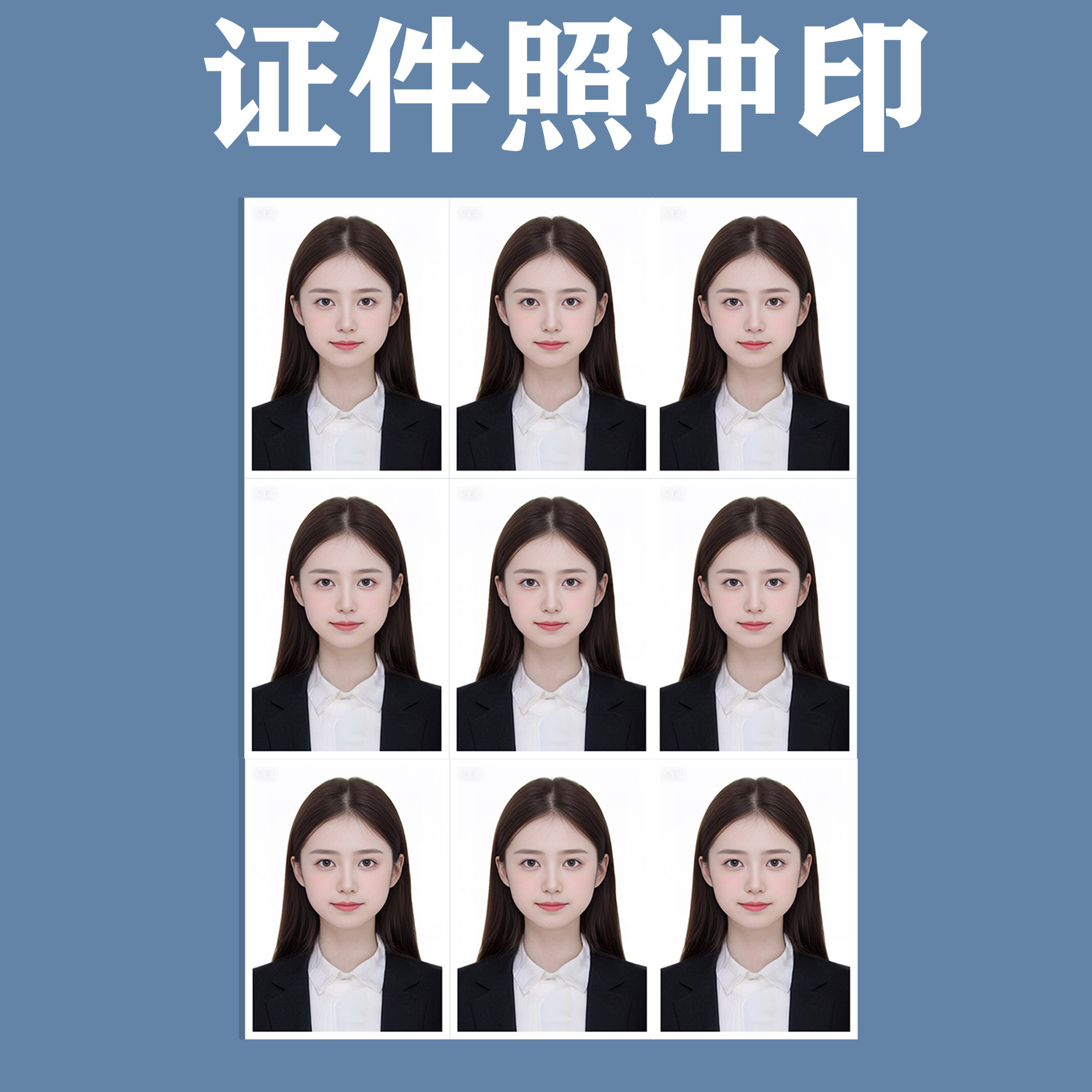 热升华高清冲印证件照打印洗照片冲印1寸2寸换底色覆膜签证照相片