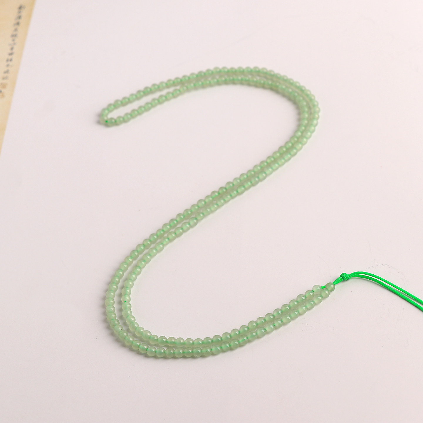 天然和田玉晴水3mm小米珠项链吊坠挂绳青白玉珠链冰底新款玉挂件