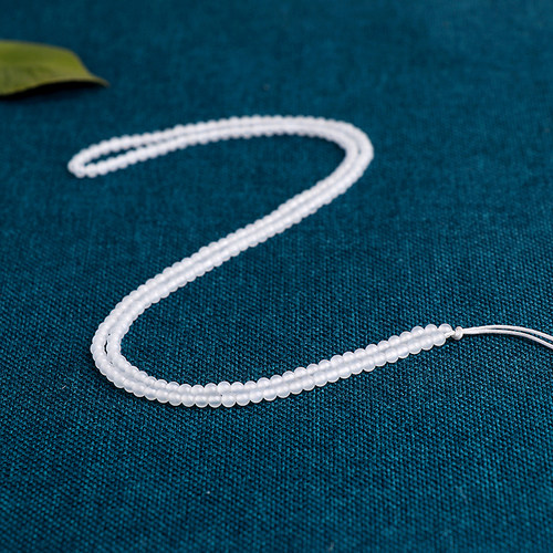 羊脂白玉项链小米珠新款玉石挂绳