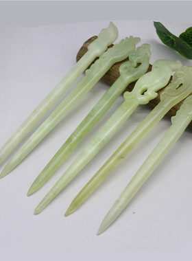 天然岫玉古典发簪仿古发饰复古岫岩玉头饰古风玉簪子发钗子头钗竹