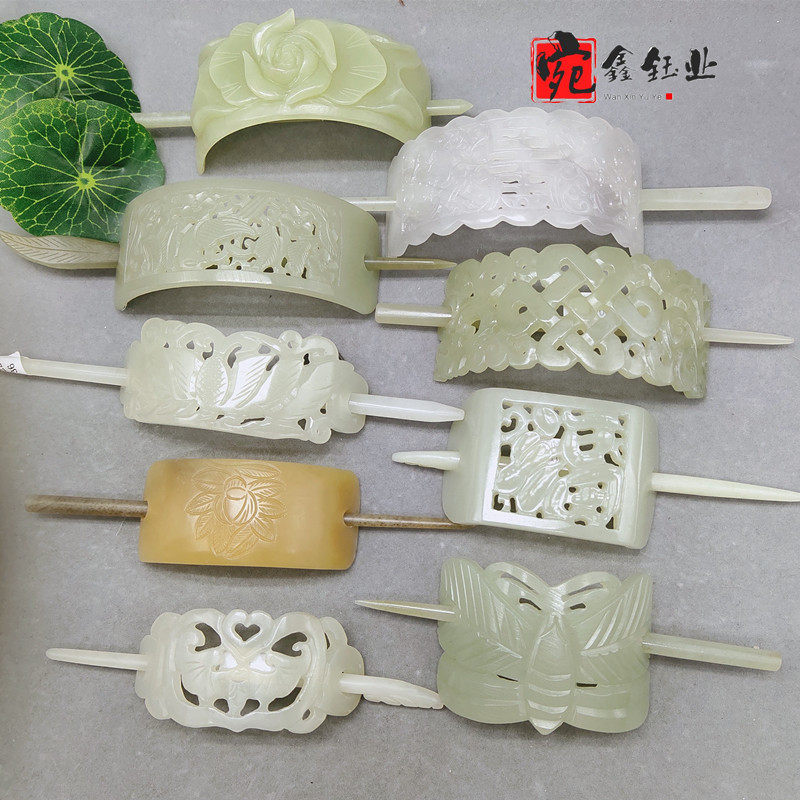 天然和田玉青白玉发冠发束头饰帽冠手工发簪汉服配饰发饰发箍玉冠