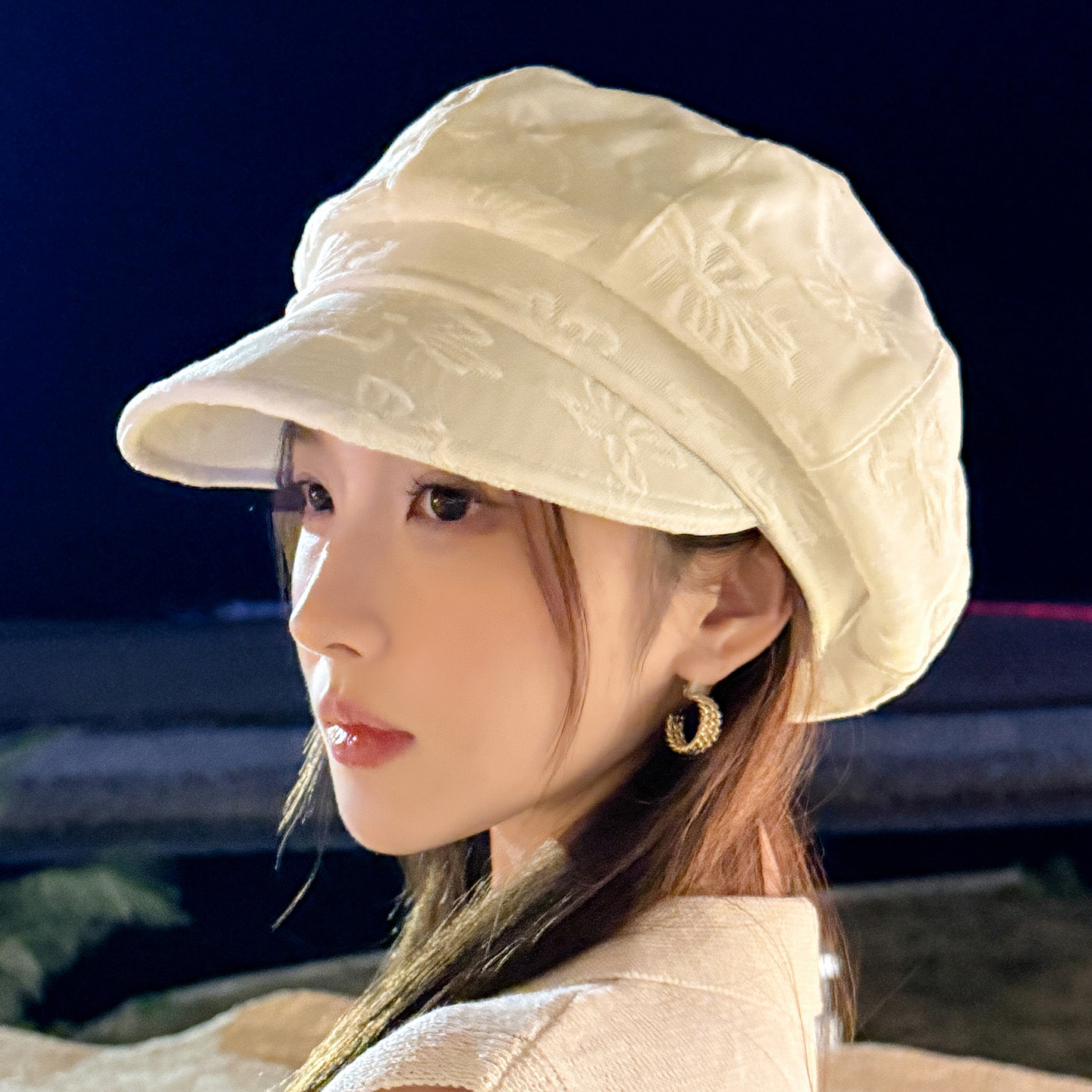 薄款透气蕾丝鸭舌八角帽女春夏季百搭优雅遮阳贝雷帽洋气妈妈帽子