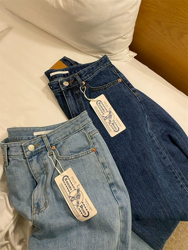 Джинсовая японская импортная комфортная ткань, прямые свободные джинсы