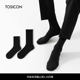 新款 TOSICON拓思肯袜子男长筒棉吸汗商务袜休闲纯黑色男士 中筒807