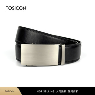TOSICON拓思肯腰带男士 商务休闲荔枝纹皮带简约108 自动扣正装