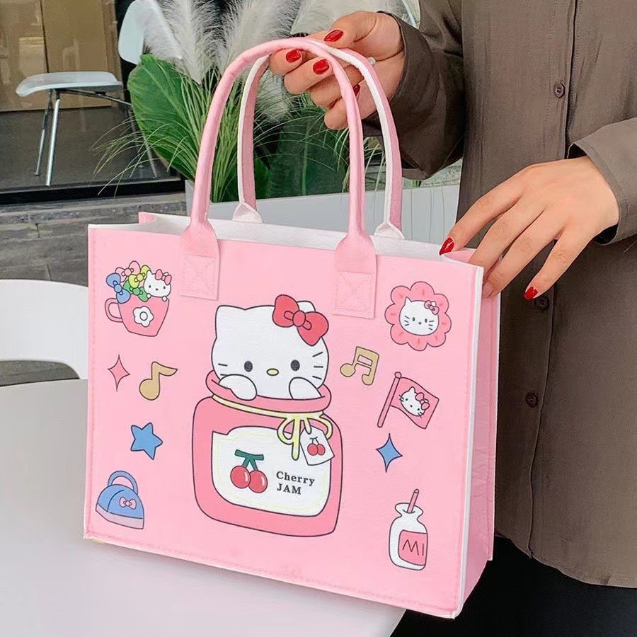 kitty毛毡包凯蒂猫手提袋伴手礼嗨喽kt礼品袋粉卡通可爱大号新款