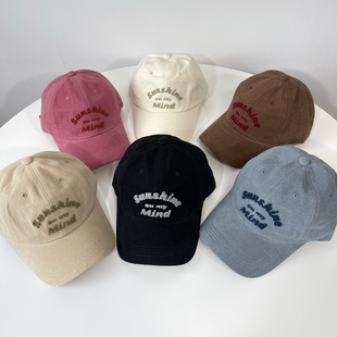 东大门秋冬新款字母sunshine棒球帽女韩国时尚软顶显脸小鸭舌帽子