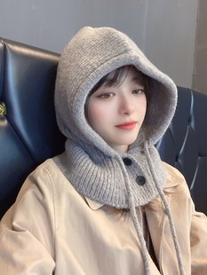 韩国东大门代购秋冬时尚羊毛混纺针织帽子保暖护耳毛线帽法拉帽女