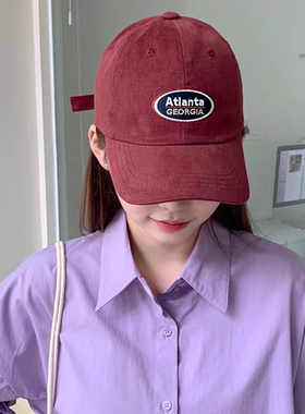 韩国东大门代购秋冬新款时尚字母棒球帽女软顶显脸小遮阳鸭舌帽子