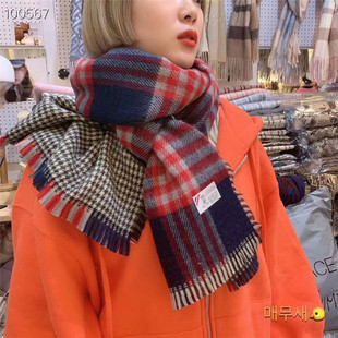 经典 时尚 格子长保暖学生围巾潮 秋冬新款 双面围巾女韩国东大门代购