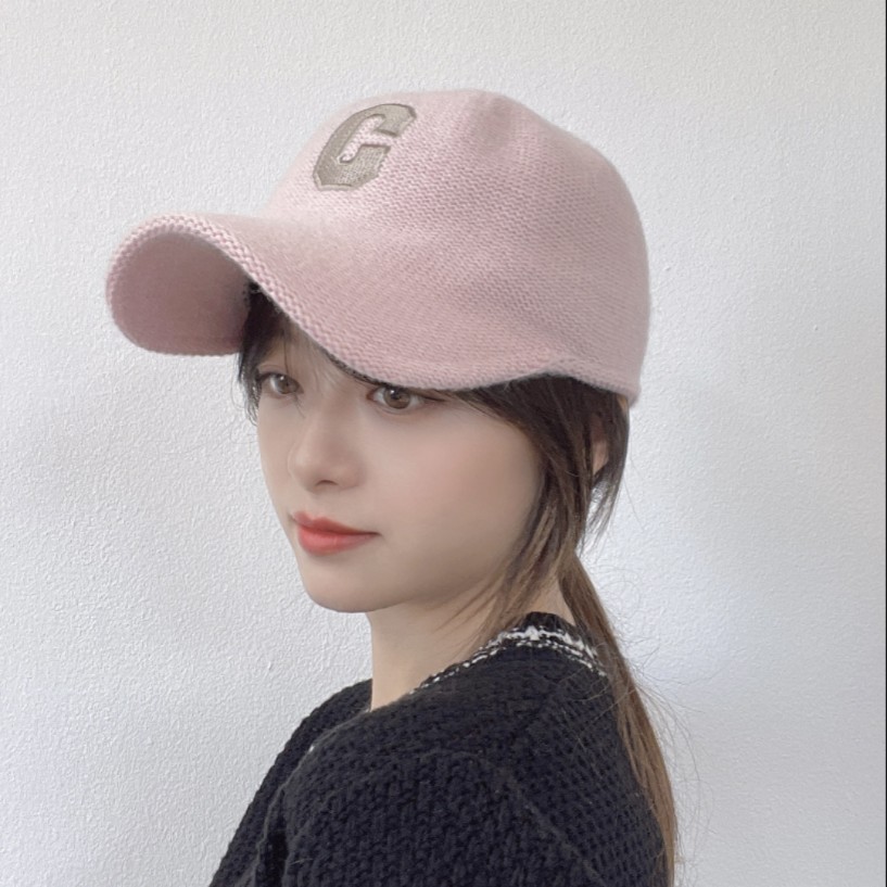韩国东大门代购秋冬新款时尚C字母可调节羊毛混纺包头鸭舌帽子女