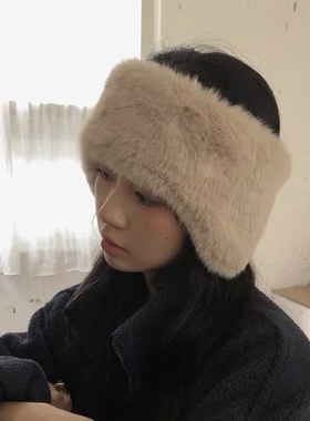 韩国东大门代购冬季新款时尚毛毛舒适发带头饰保暖护耳帽耳套女
